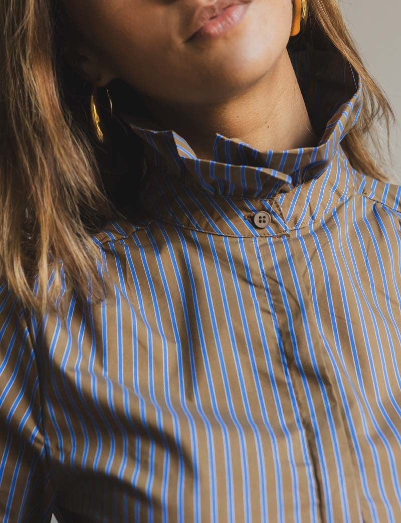 Chemise olive & bleue Fany