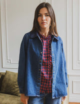 Malory navy and red blouse