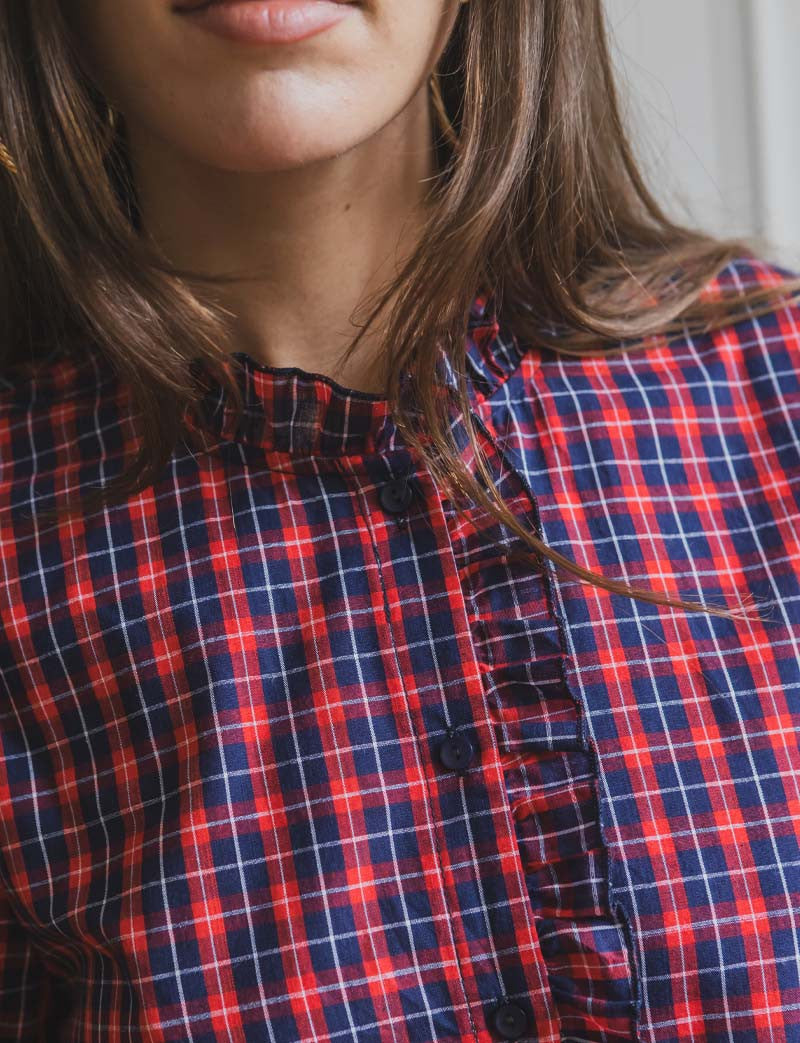 Blusa marina y roja Malory