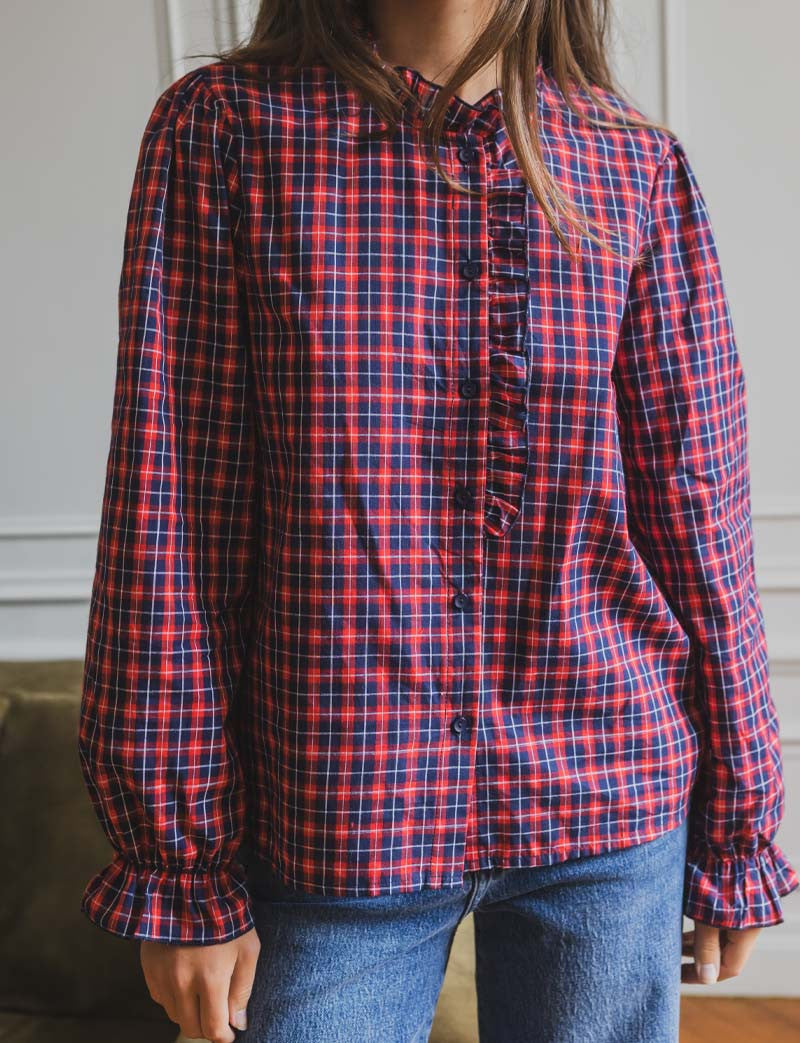 Blusa marina y roja Malory