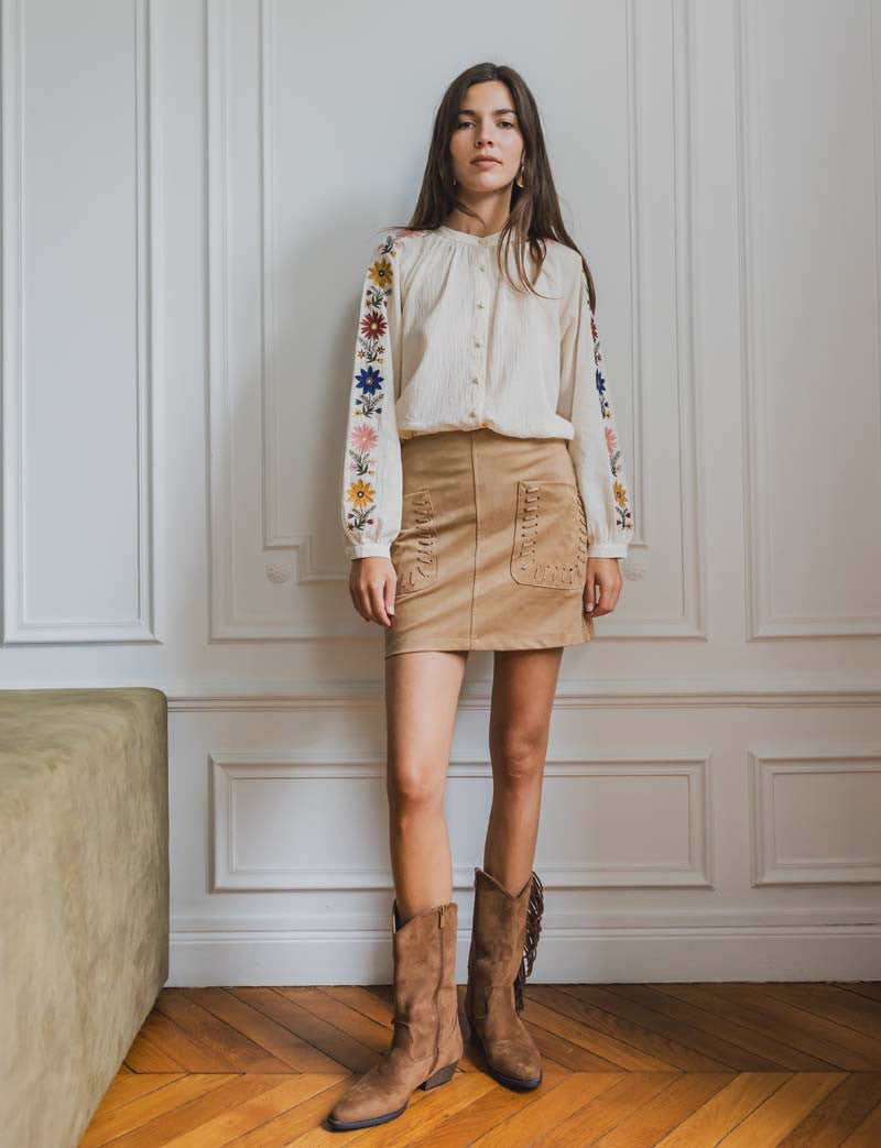 Hestia camel skirt