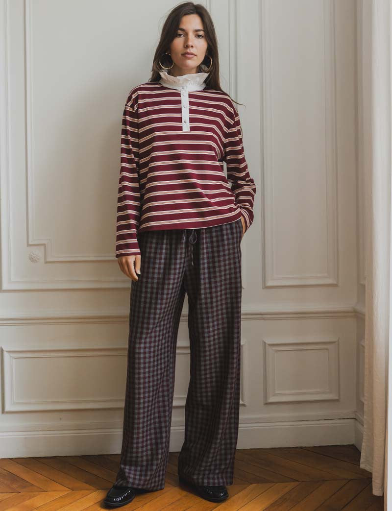 Pantalon gris & bordeaux Simon