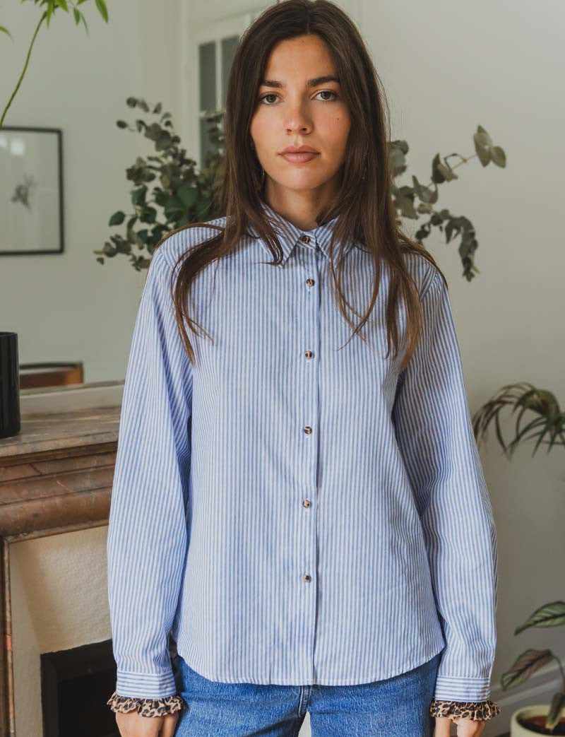 Chemise à rayures & léopard Andy