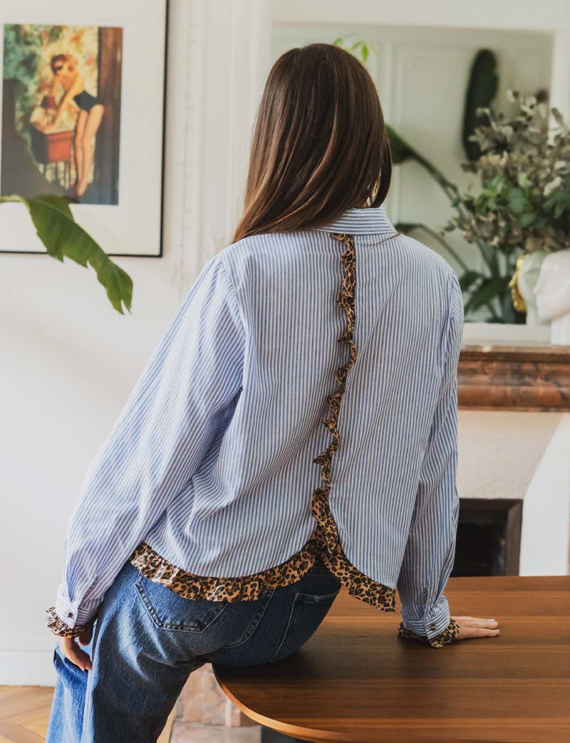 Chemise à rayures & léopard Andy