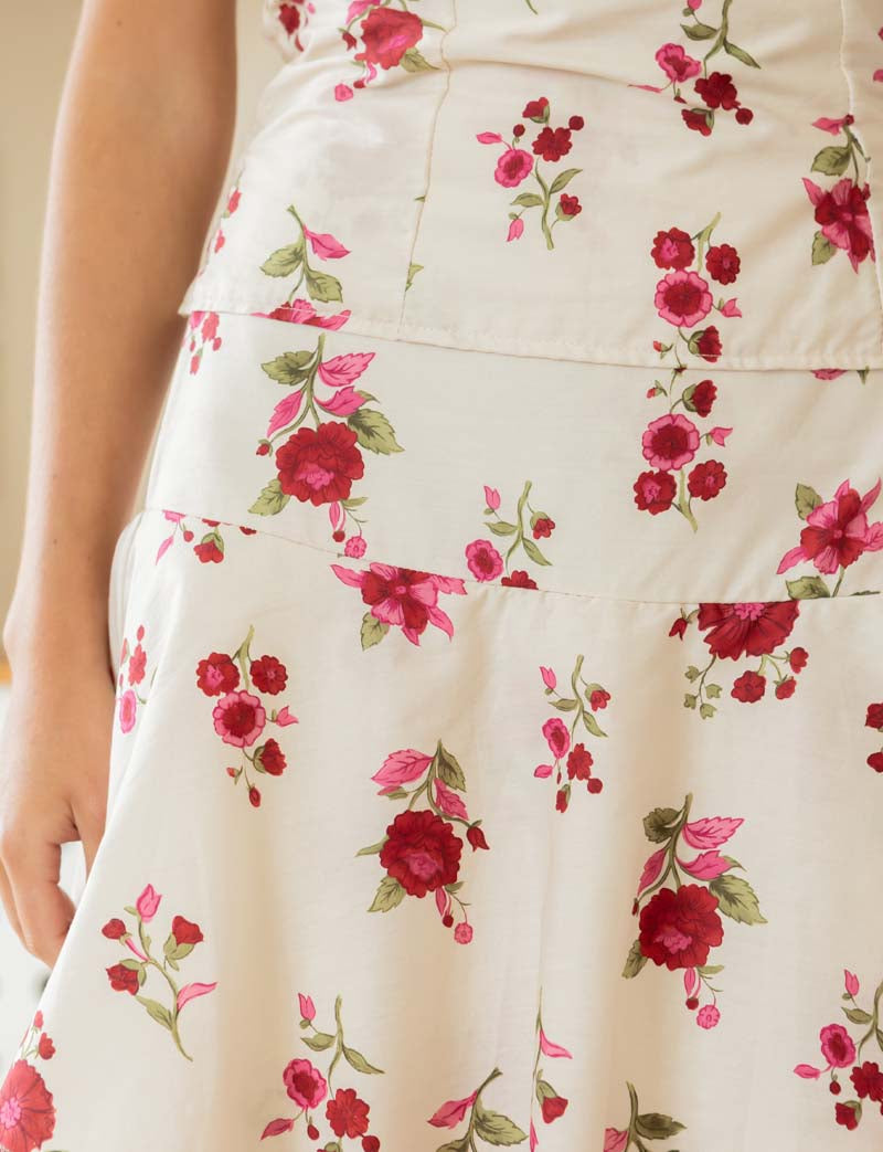 Natural-colored skirt & pink flowers Liaya