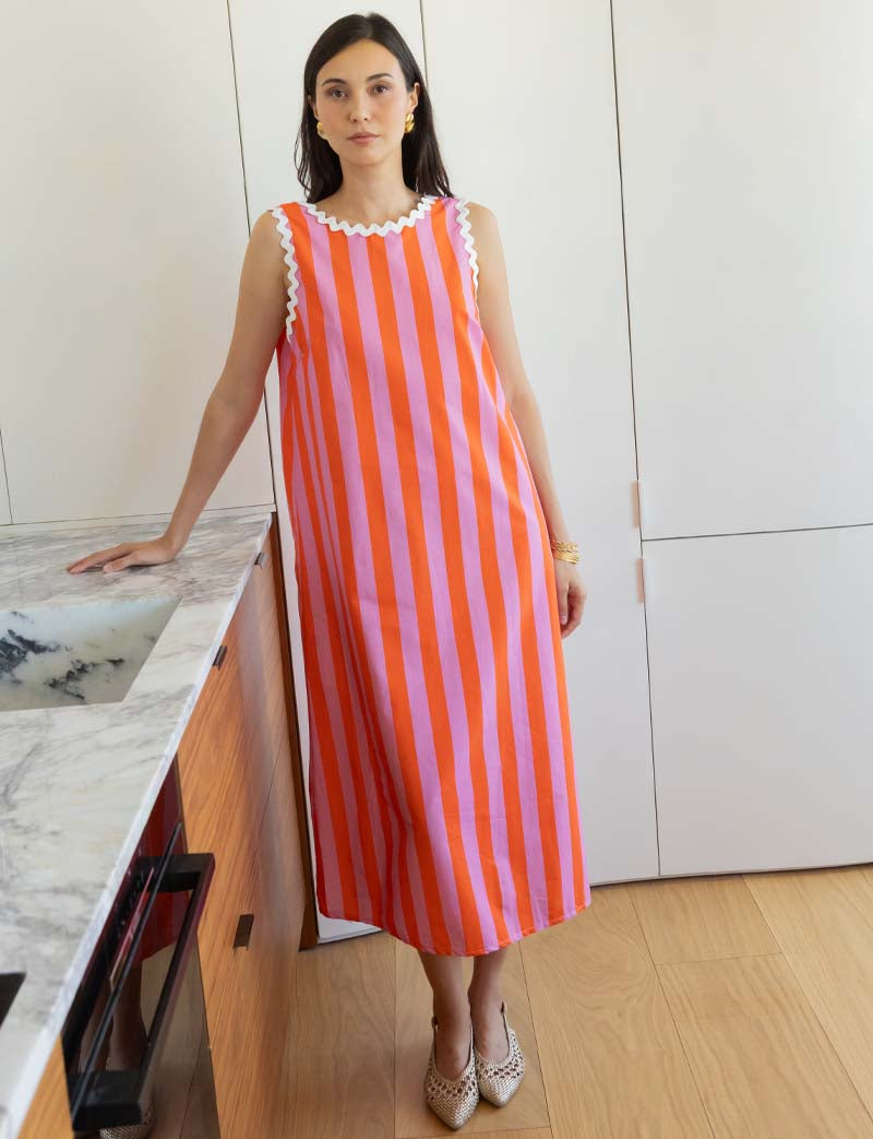 Vestido de rayas rosas y naranjas Juana