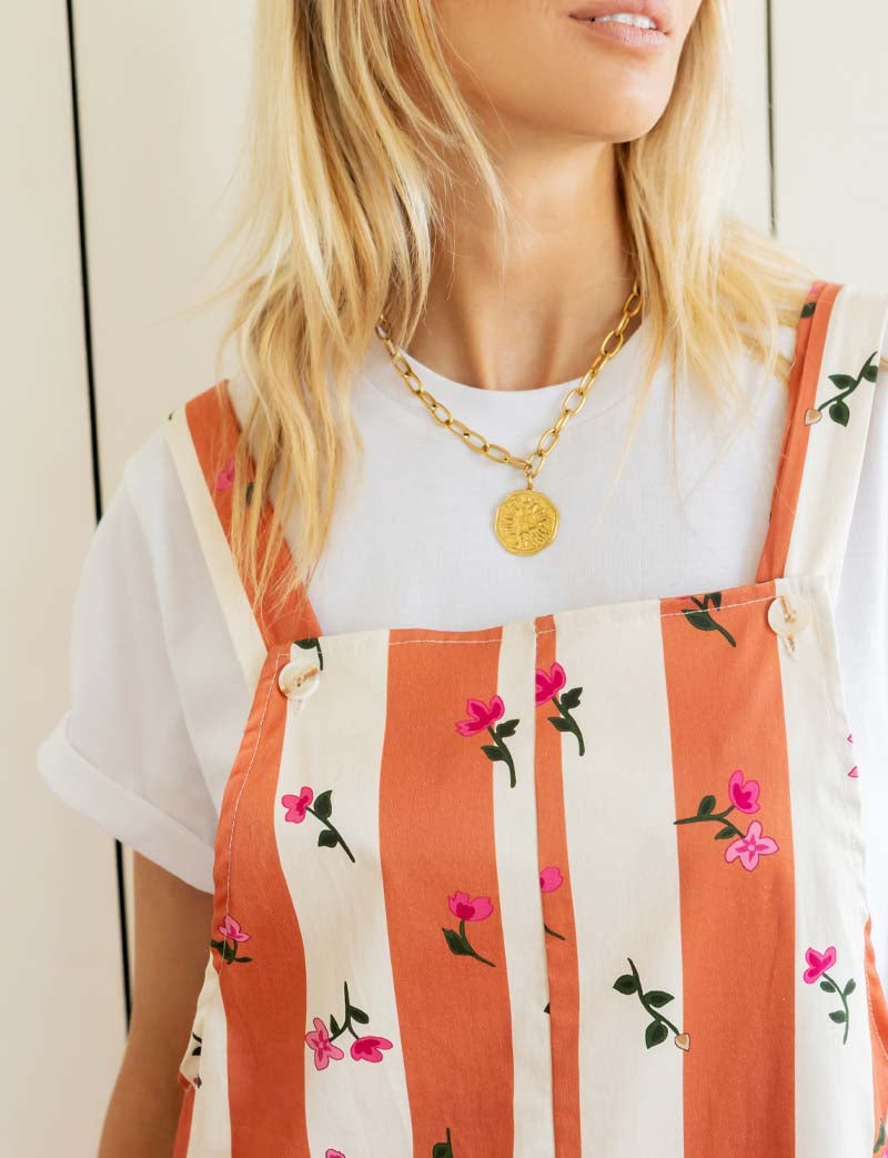 Salopette terracotta & fleurs Alix