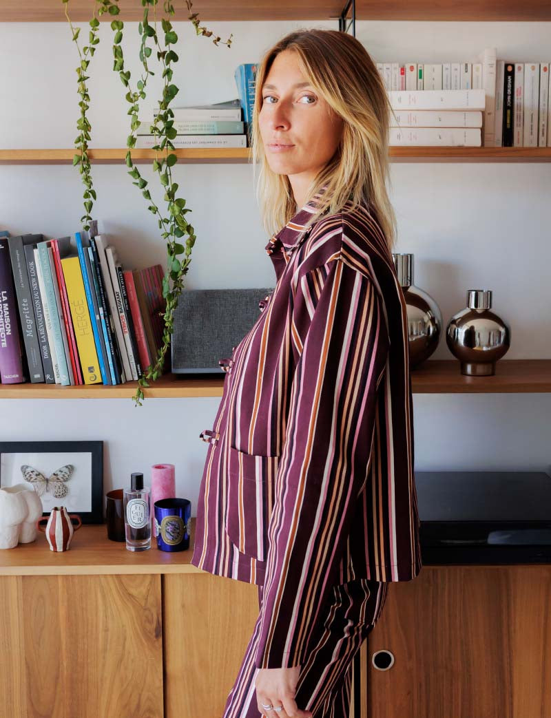 Veste prune à rayures Zeno