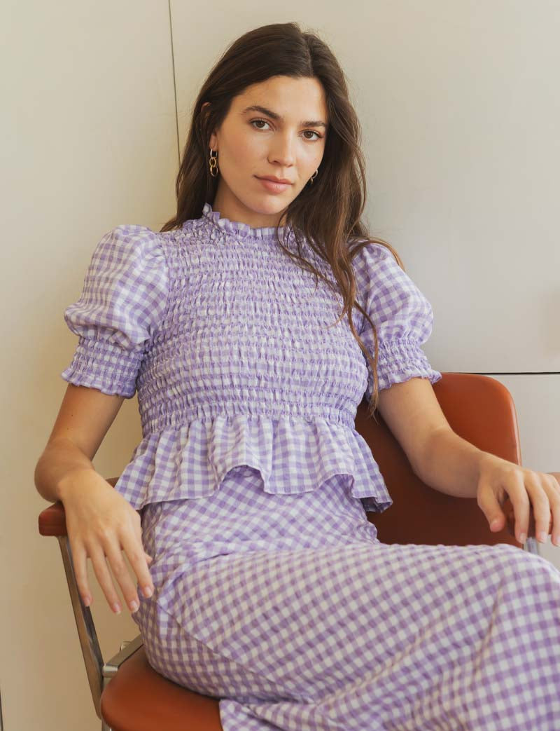 Jupe vichy lilas Marilou