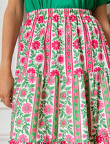 Jupe rose & verte fleurie Josy