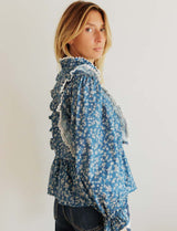Blouse bleue fleurie Batisa