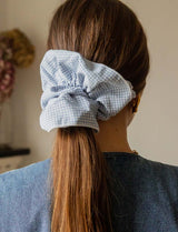 Sky blue gingham scrunchie