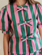 Pink and green striped blouse Orela
