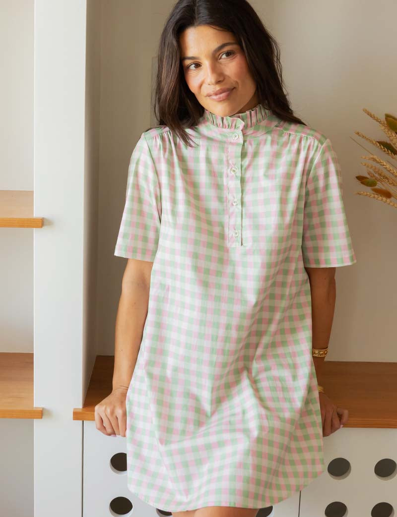 Pink & Green Vichy Robe Yaiza