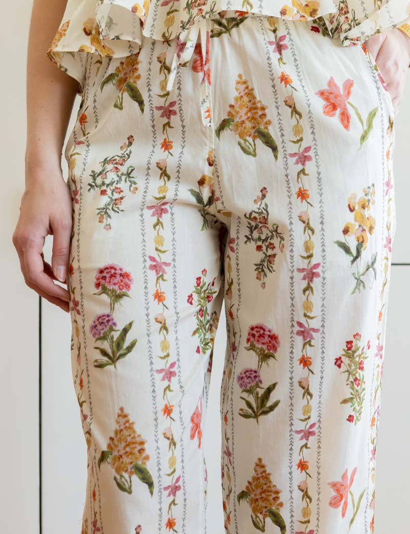 Pantalon écru & fleurs Martis
