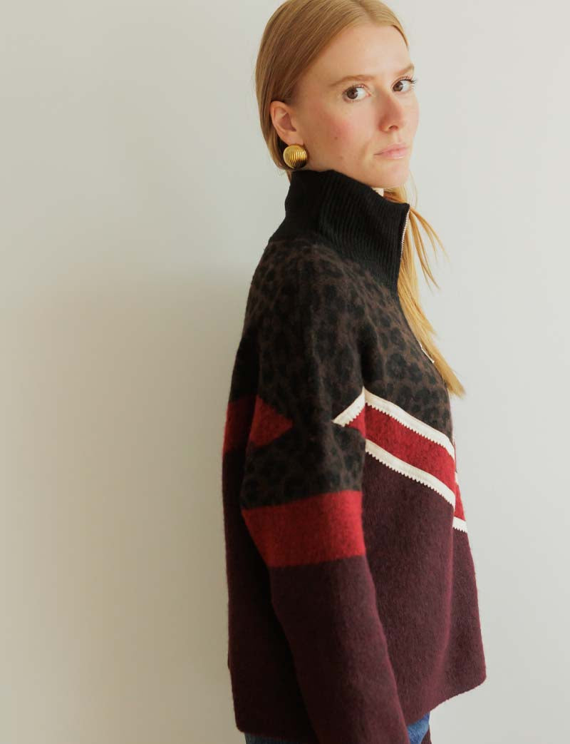 Gilet léopard & bordeaux Wade