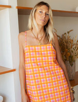 Pink and orange gingham dress Talia