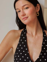 Top noir à pois blancs Yosh