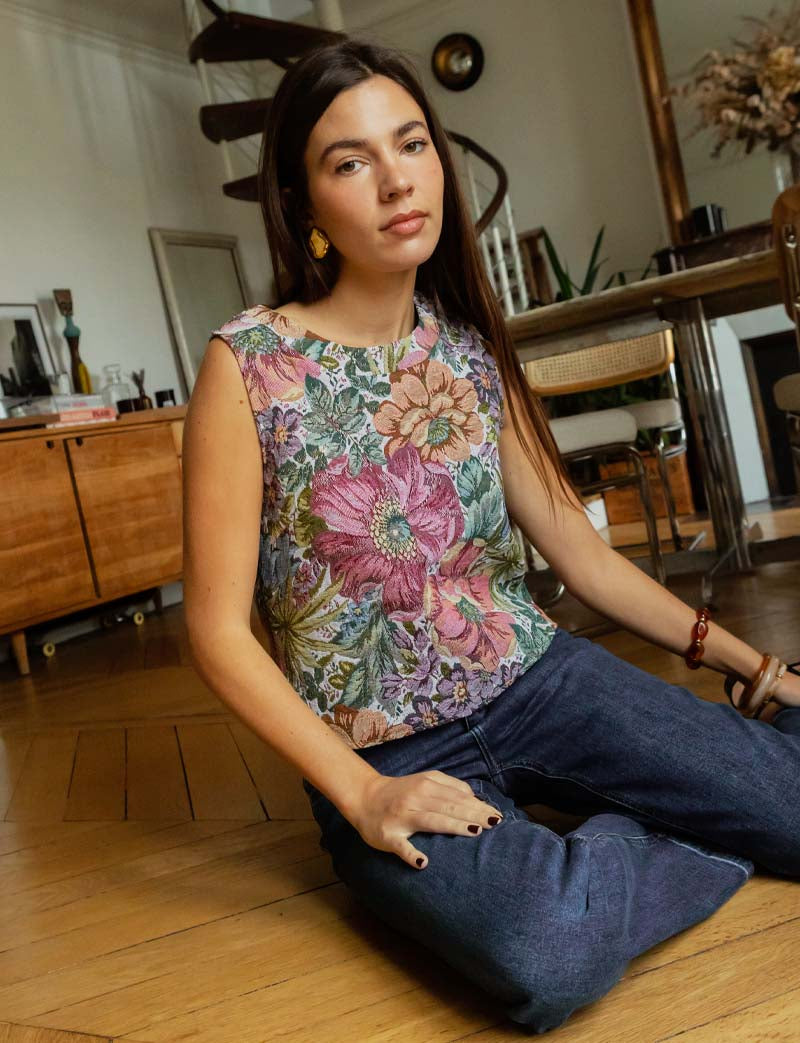 Floral Jacquard Boba Top