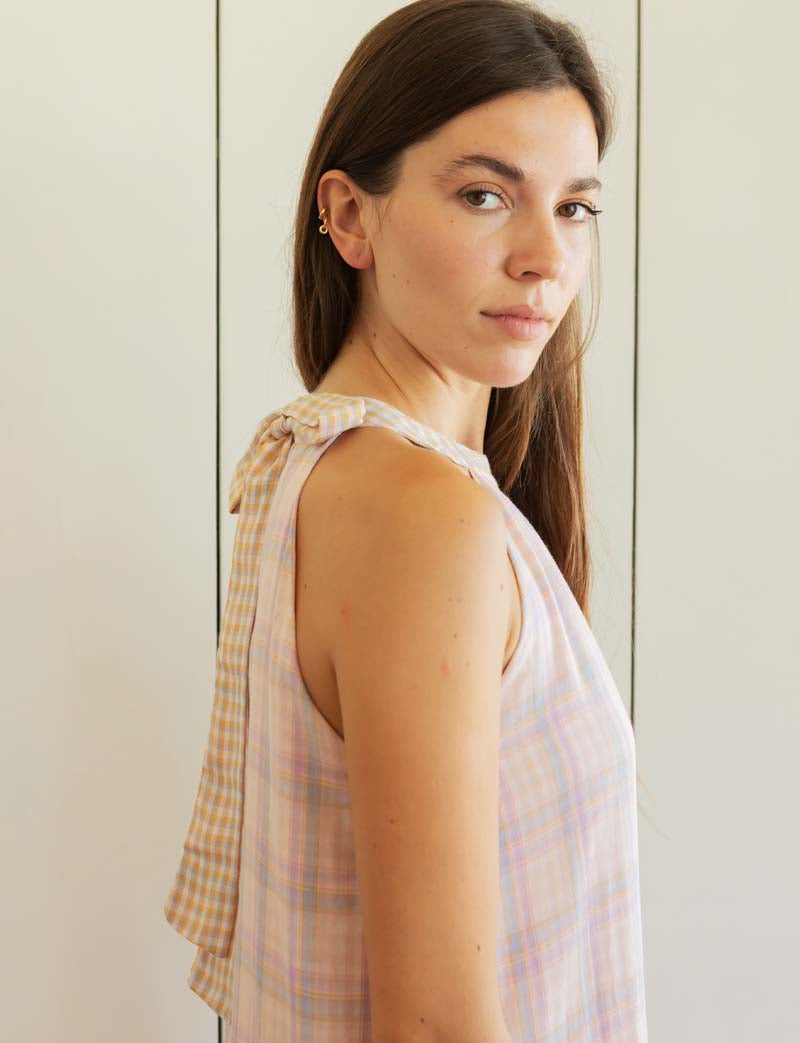 Robe à carreaux rose Pampa