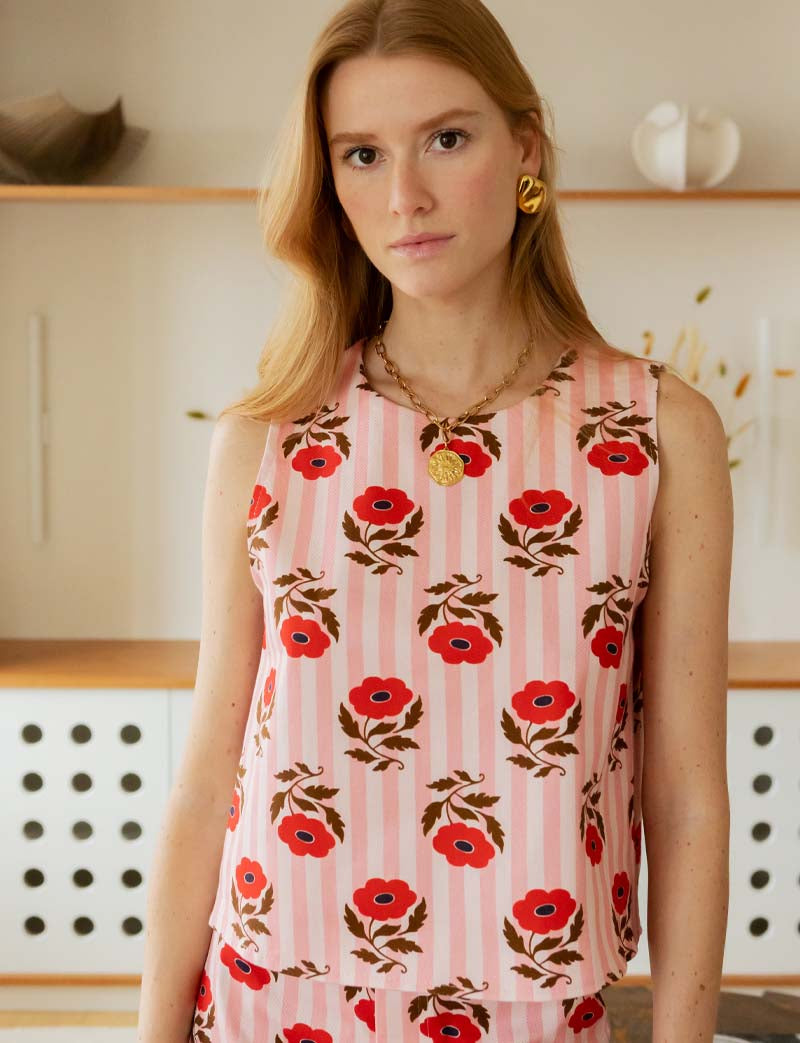 Pink Striped & Floral Lezy Top