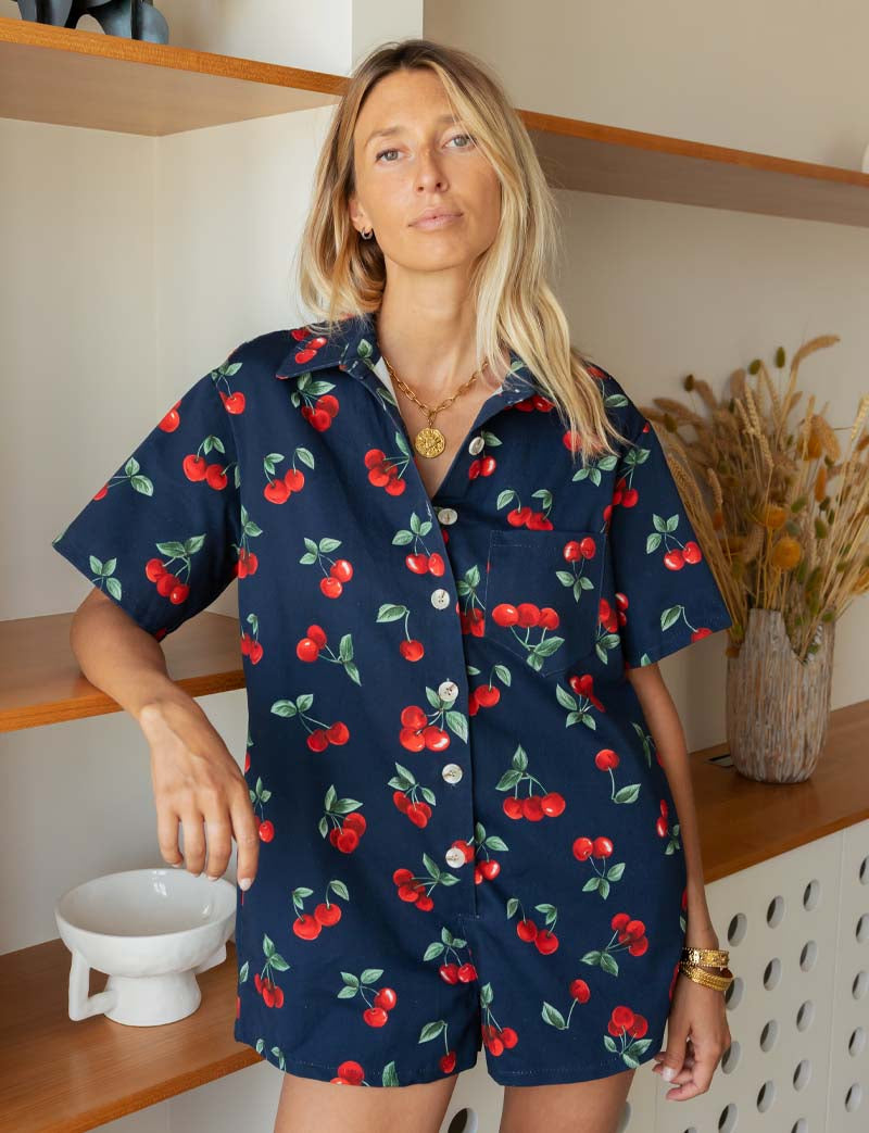 Marine and Cherry Romper Rowen
