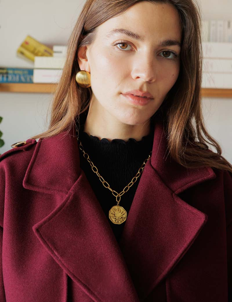 Burgundy coat Brady
