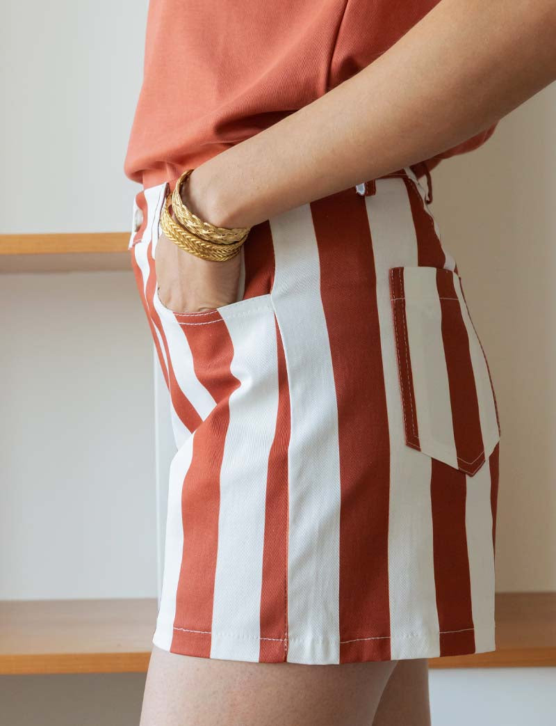 Terracotta striped shorts Kevy