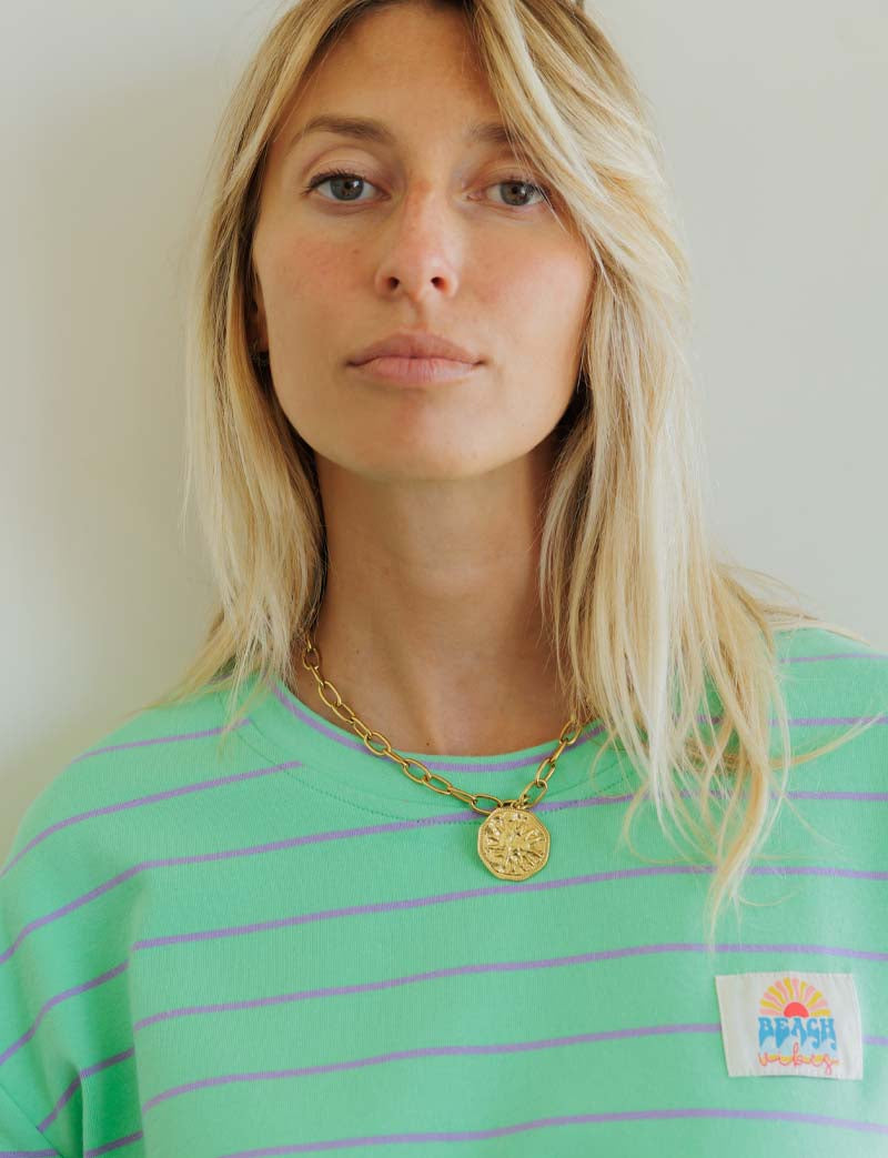 T-shirt vert & violet Beach Vibes
