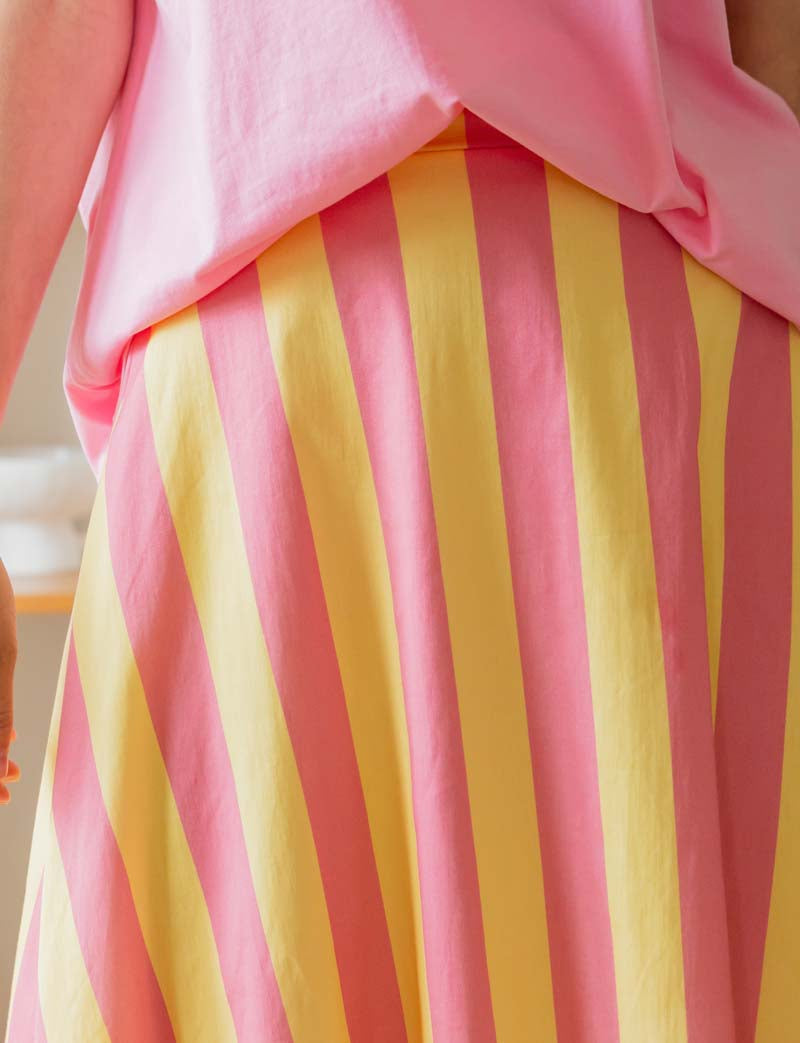 Jupe à rayures roses & jaunes Yvelle