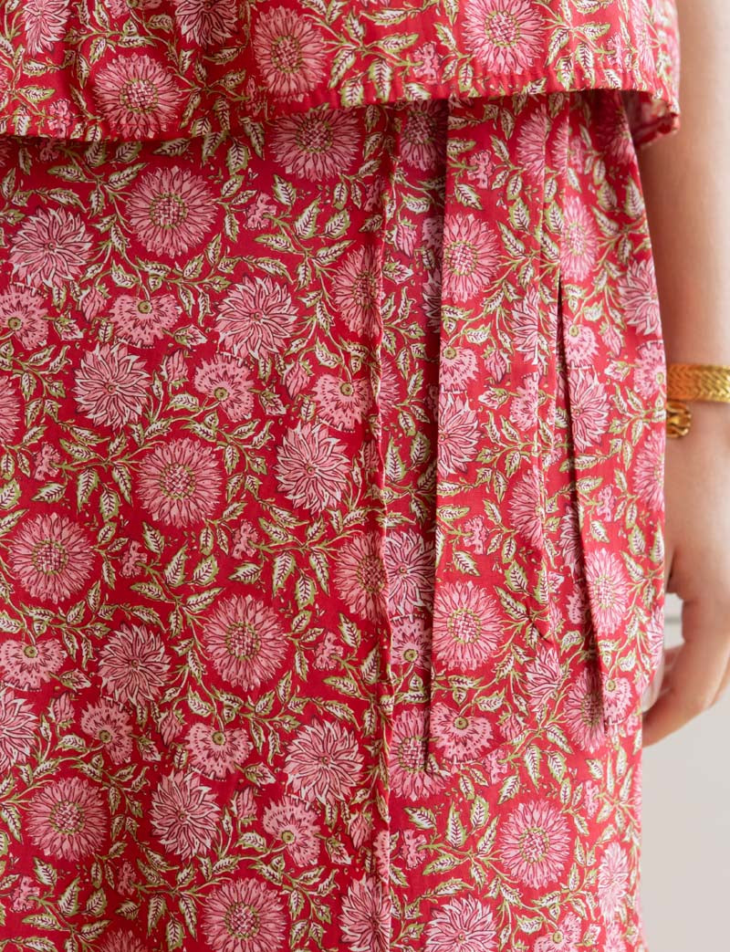 Alberta red floral skirt