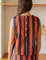 Jupe à rayures marine & orange Hely
