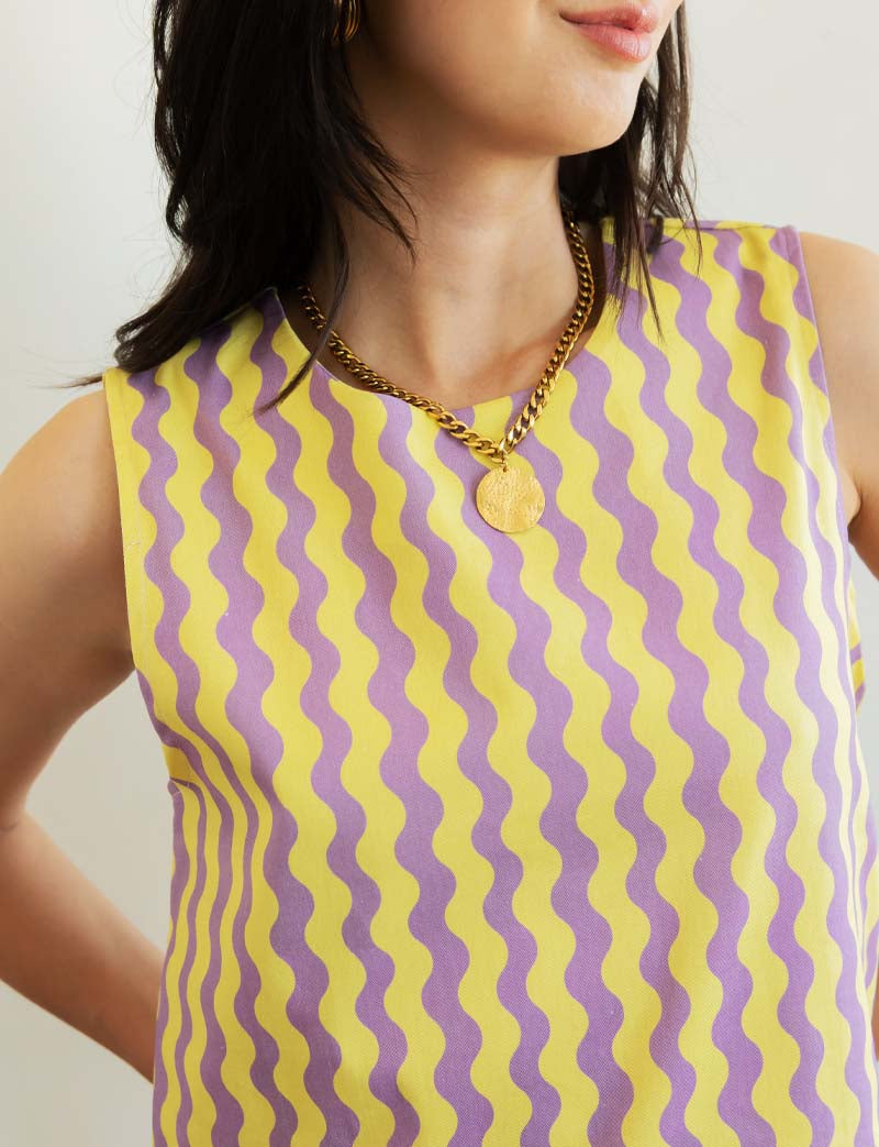 Top jaune & lilas Ansa