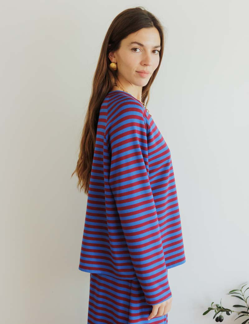 Blue and burgundy top Nati
