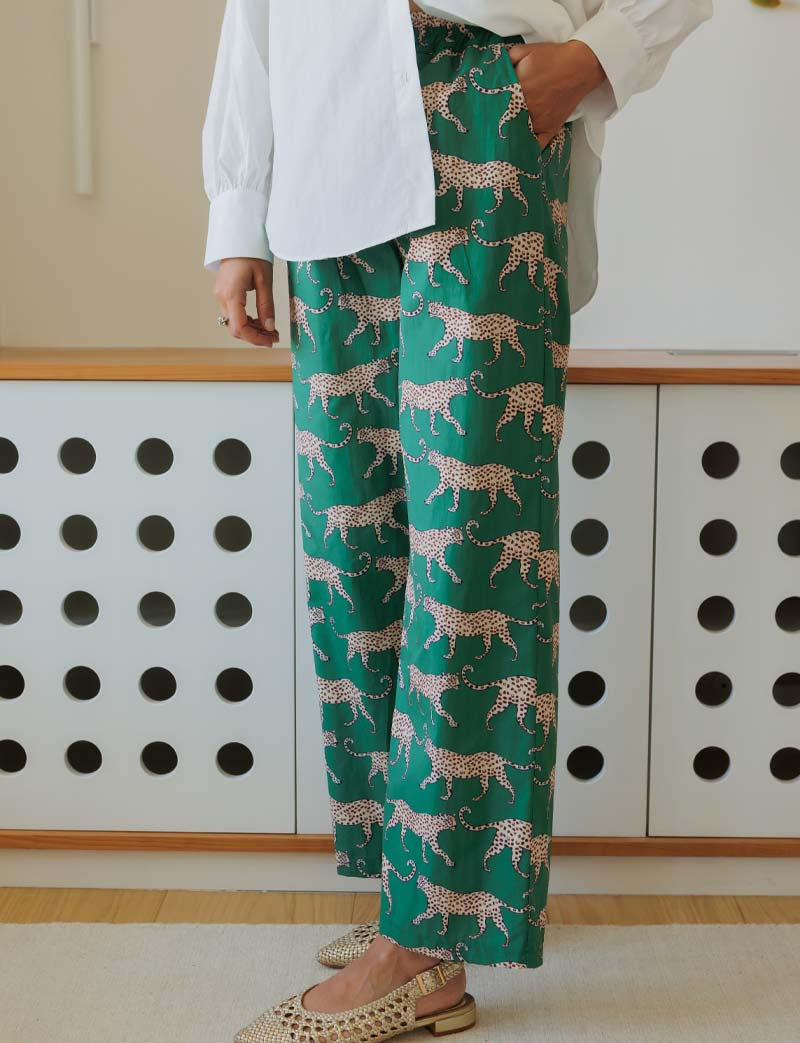 Pantalon vert & léopards Niko