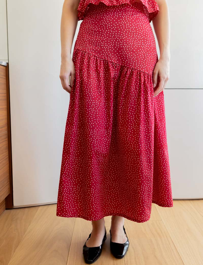 Falda roja con lunares blancos Marisol