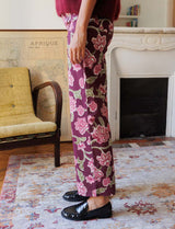 Pantalon prune fleuri Jordy