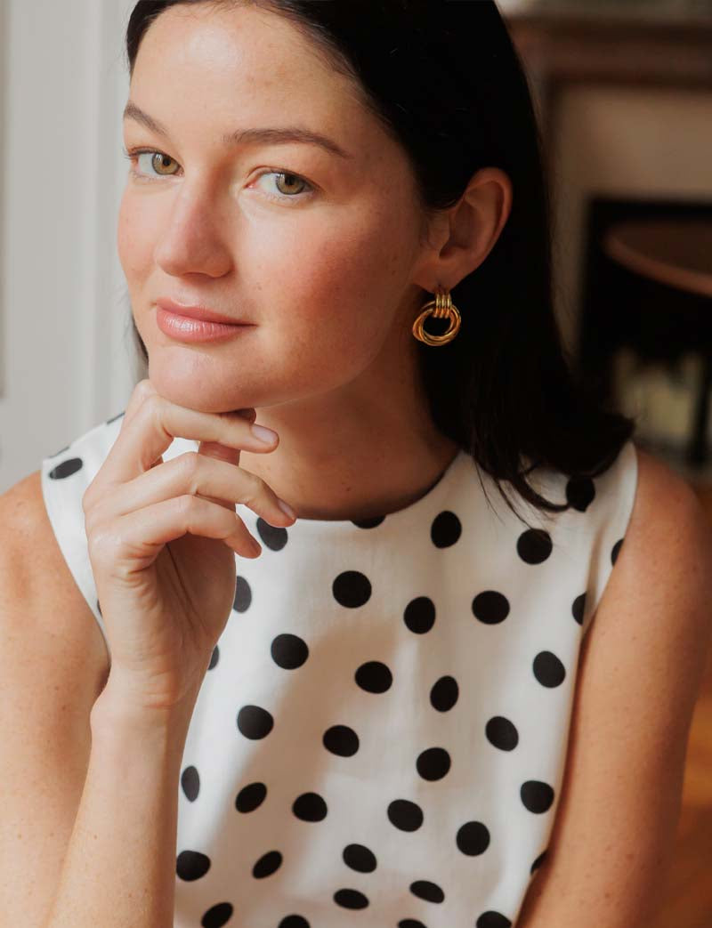 Robe blanche à pois noirs Rini