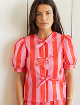 Orela Pink & Red Striped Blouse