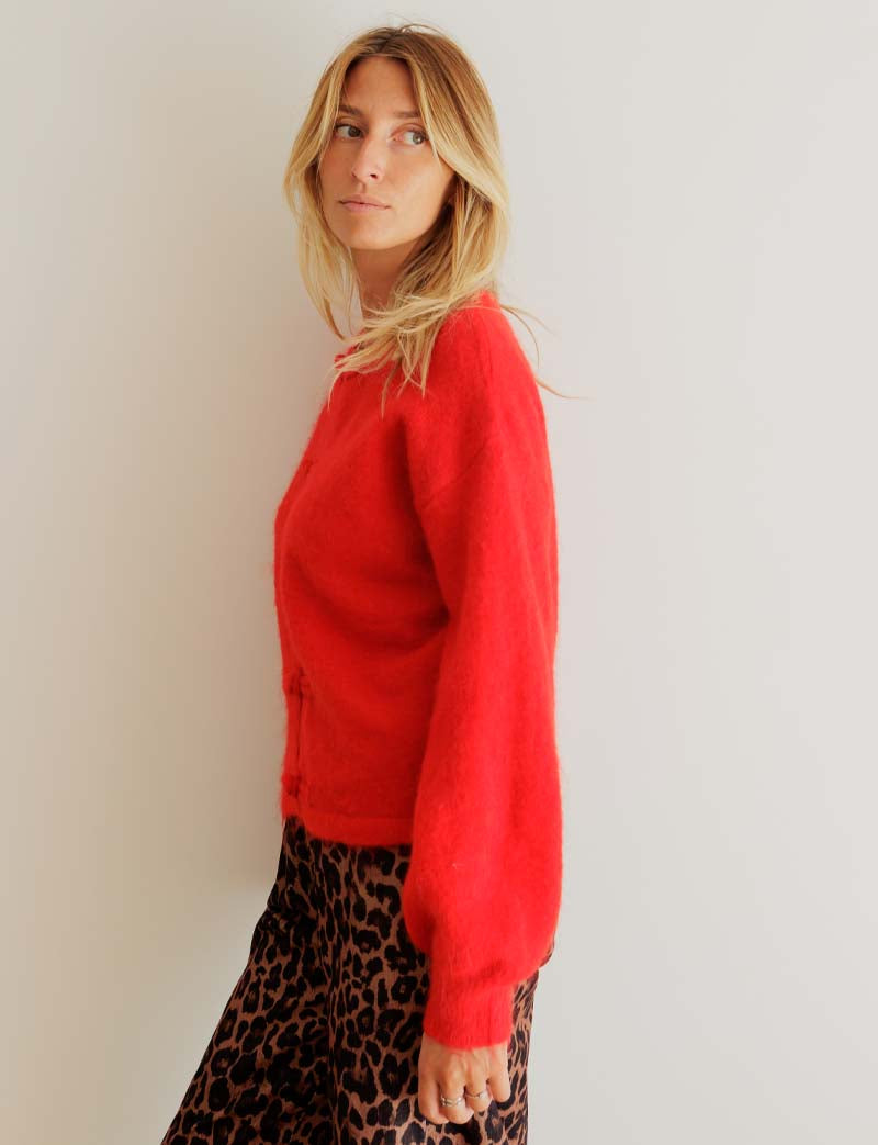 Adam red cardigan