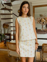 Yellow striped & floral Lezy top