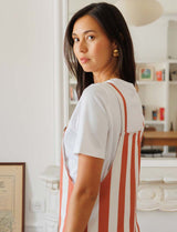 Roey terracotta-striped overalls