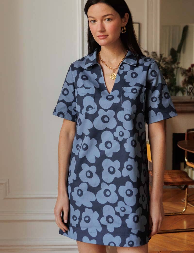 Robe bleue fleurie Monett