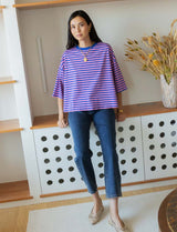 Camiseta de rayas rosa y azul royal Rawan