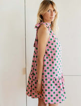 Pink dress with green polka dots Rosia