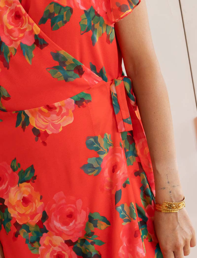 Red floral robe Hasina