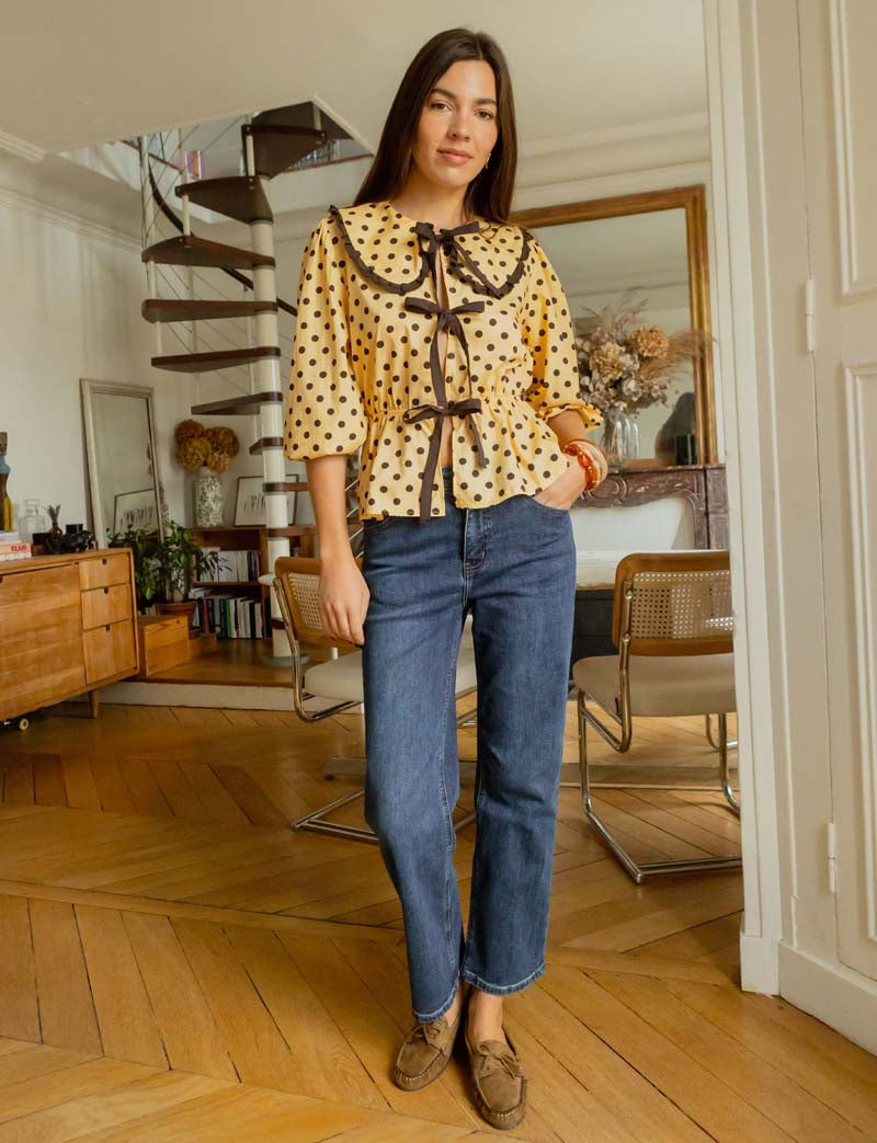Blouse jaune & marron Dafné