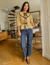 Yellow and brown blouse Dafné