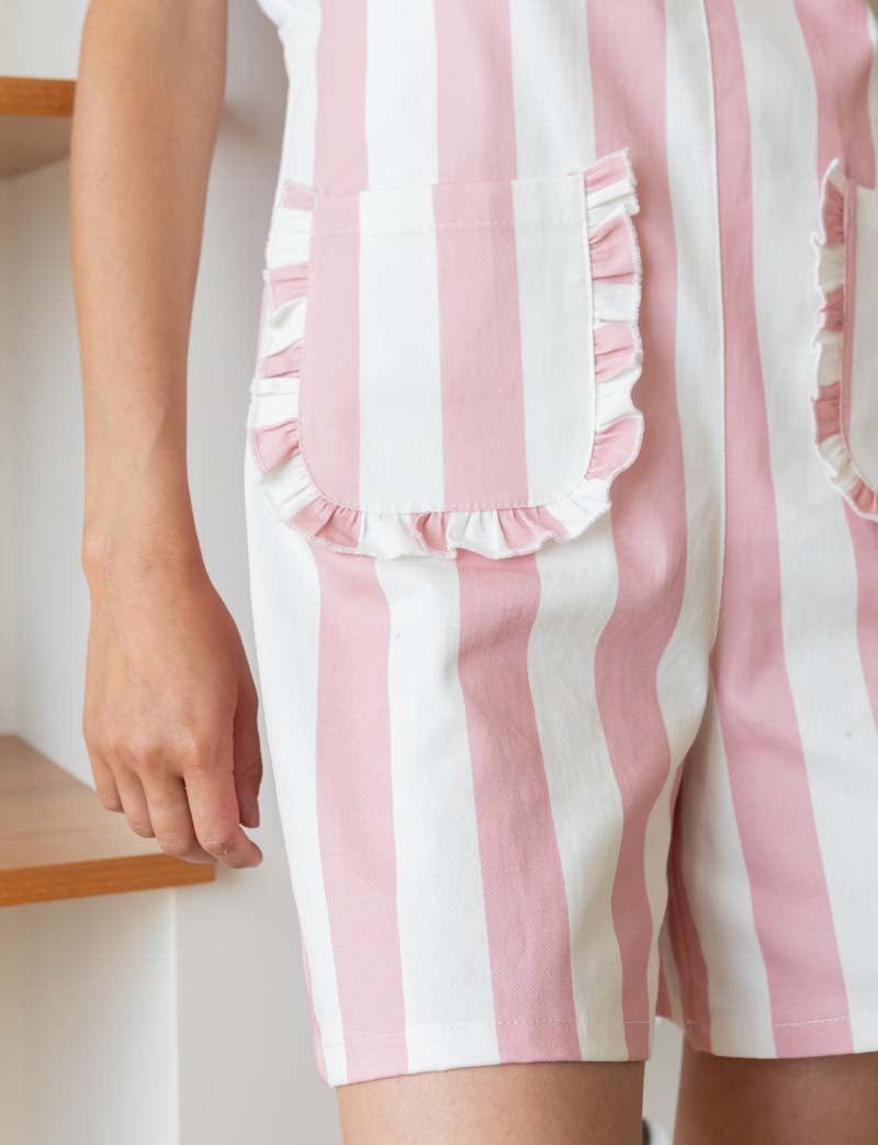 Pink striped overalls Faby