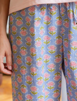 Pantalon bleu & fleuri Niko